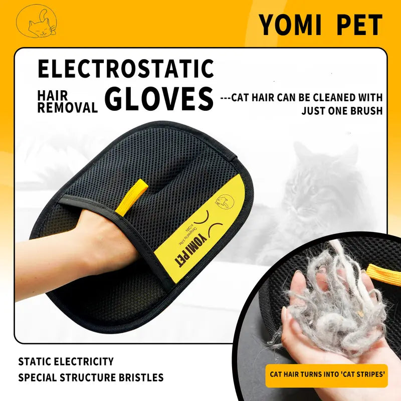 Electrostatic pet hair remover glove features