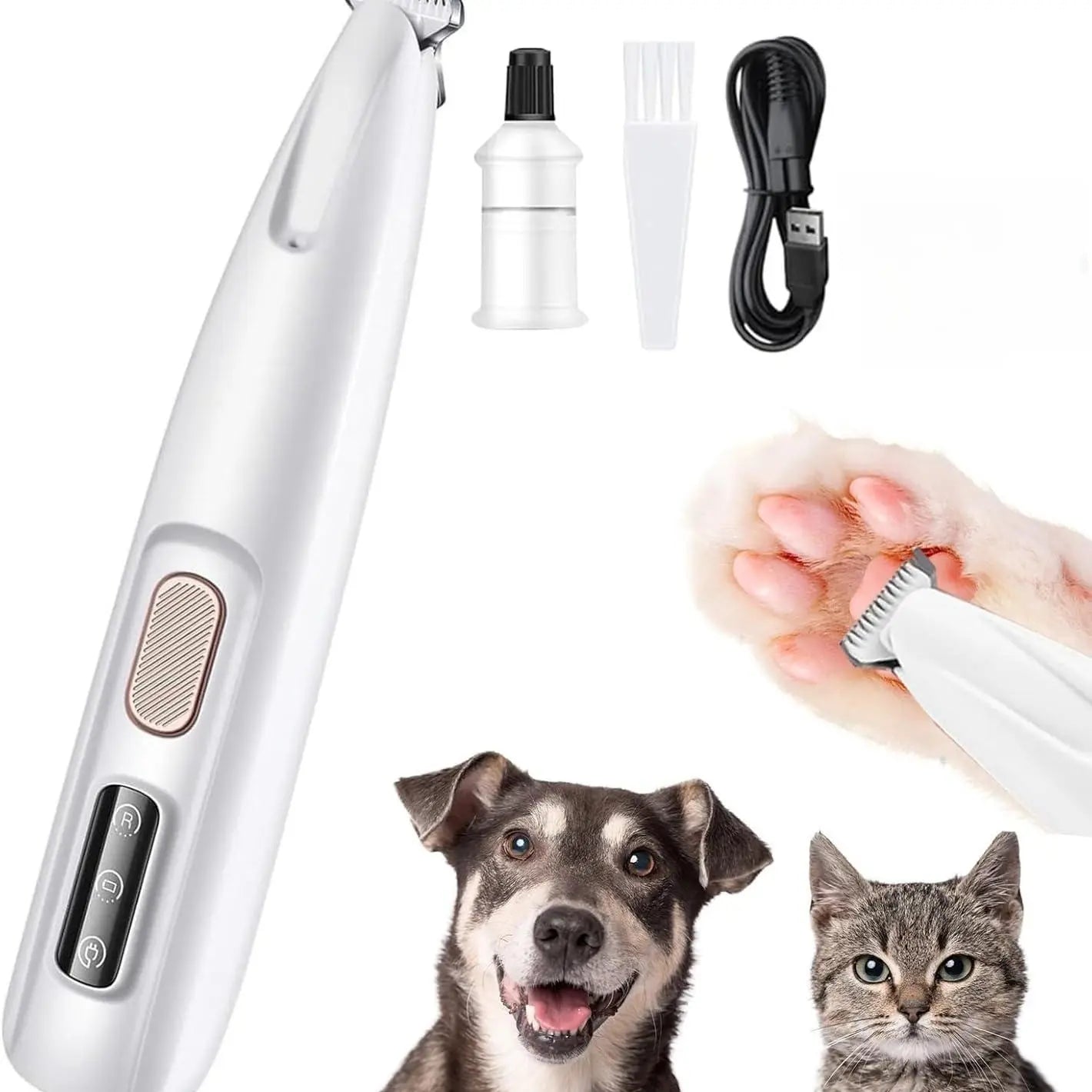 Rechargeable LED pet paw hair trimmer set