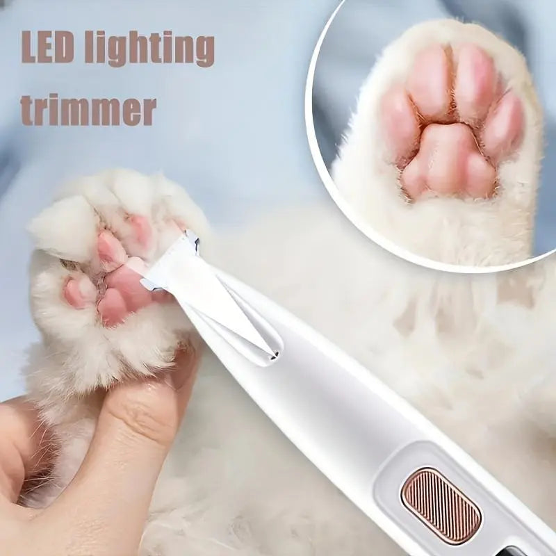 Pet paw hair trimmer with LED light for paw pad grooming