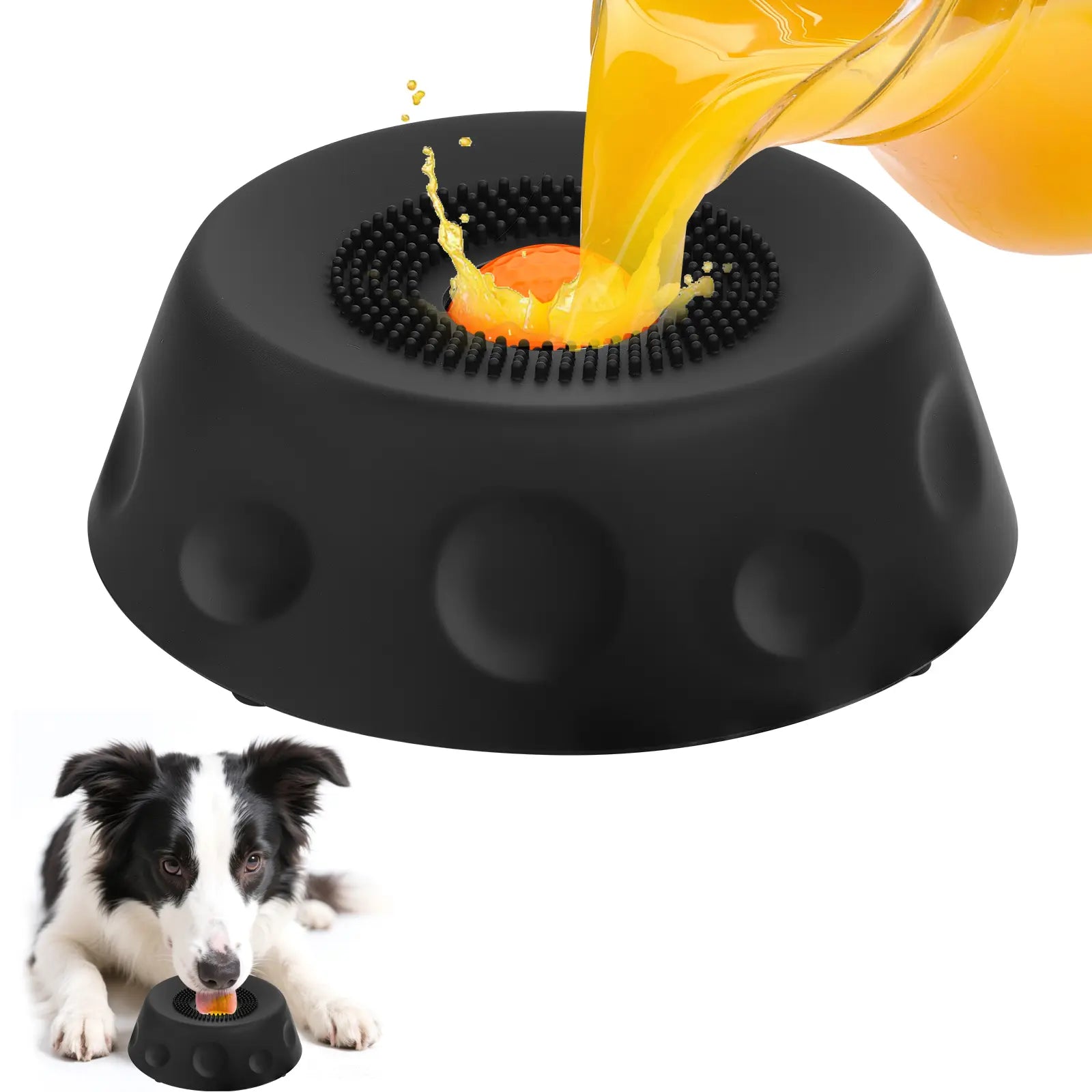 Black suction slow feeder dog bowl insert