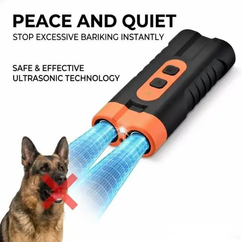 Handheld ultrasonic dog bark deterrent device