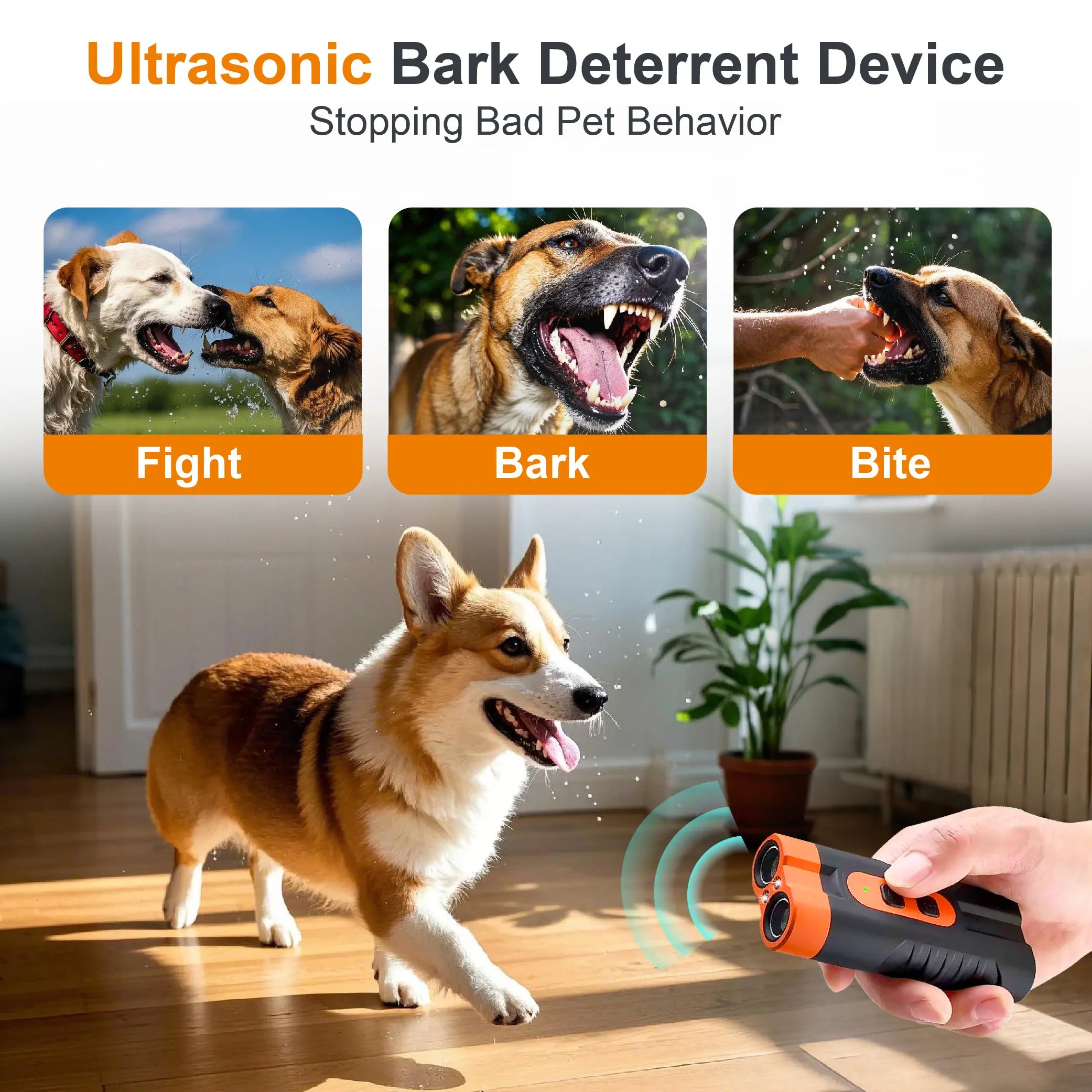 Ultrasonic bark deterrent device for dog training